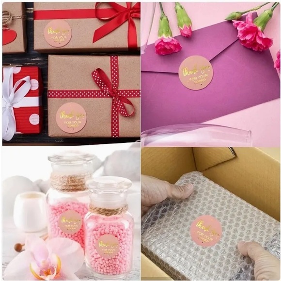 500 1in PeachThank You Stickers - Picture 6 of 7